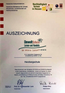 Umweltschule Urkunde