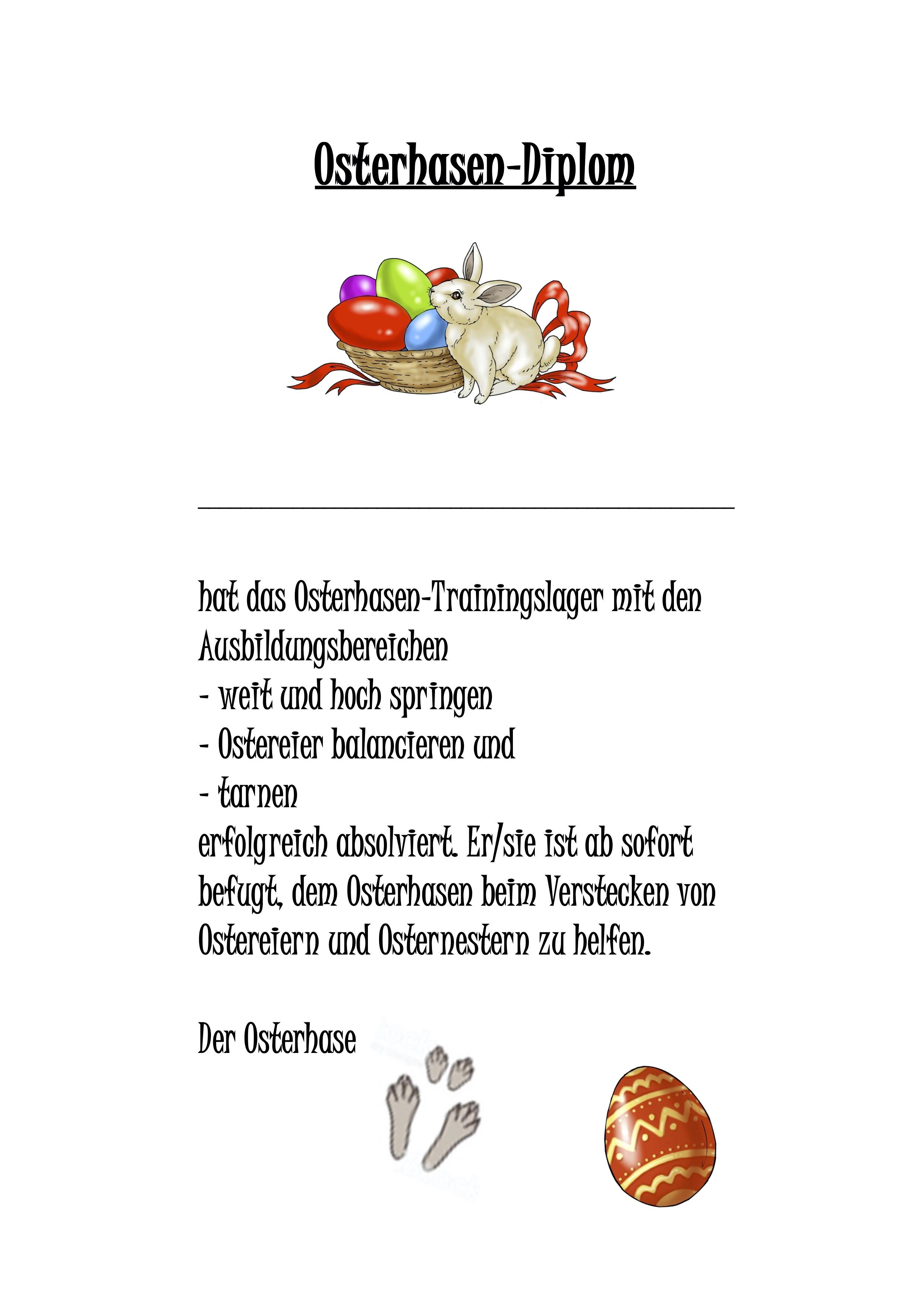 Osterhasen Diplom Urkunde